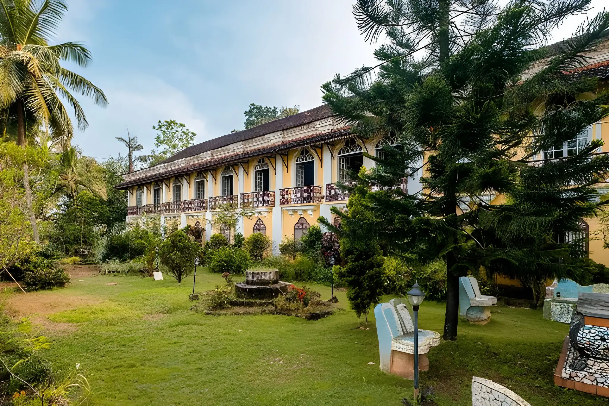 Braganza Mansion Chandor Goa historic Portuguese Goan estate interiors.